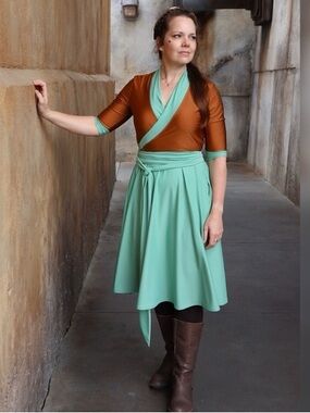 Elhoffer design Star Wars retired “Galactic Asset” Grogu disneybound wrap dress